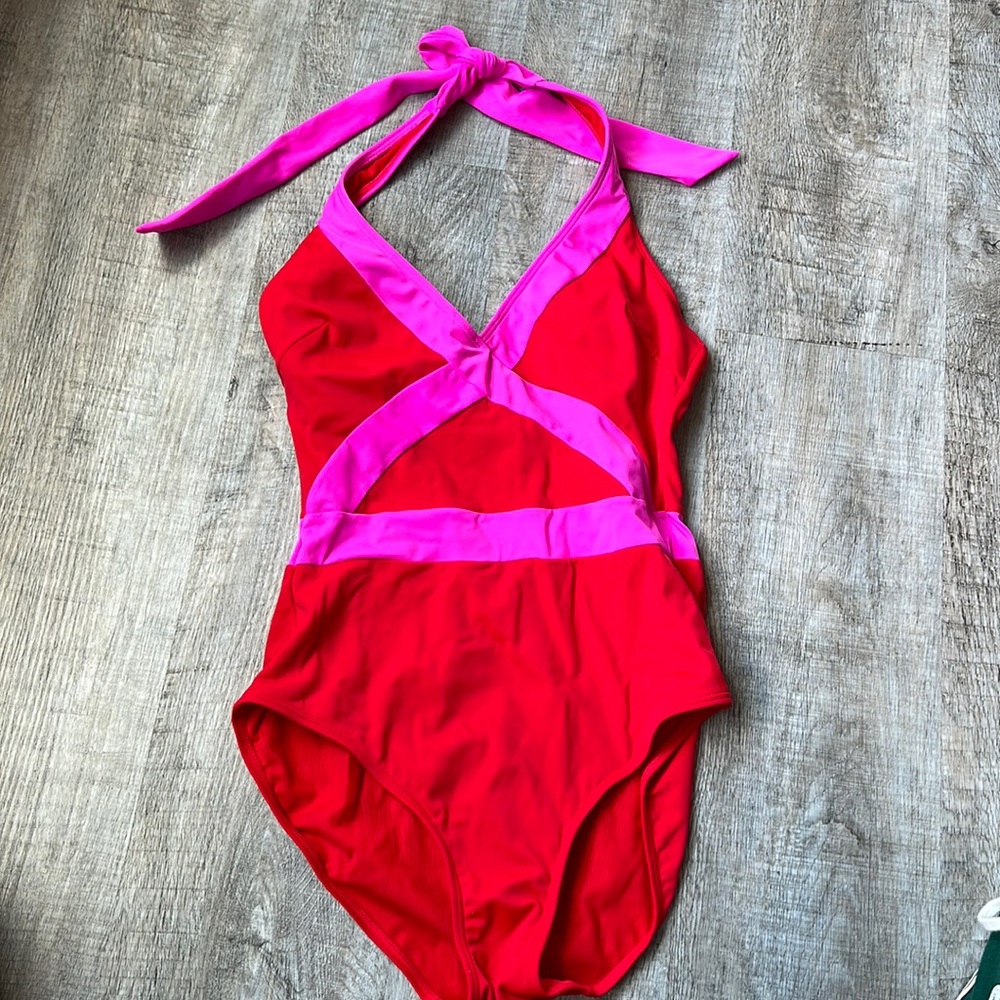 Boden pink and red one piece swim suit. US8